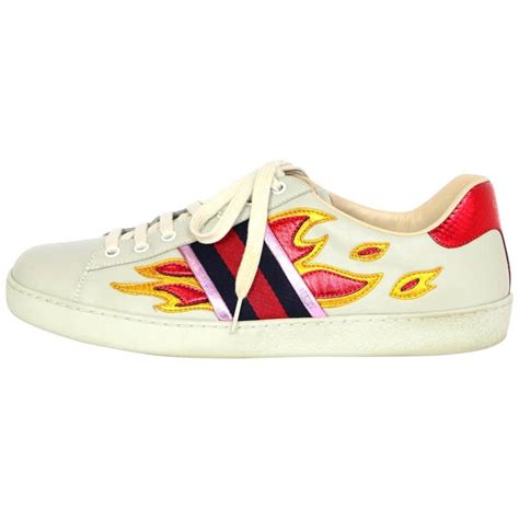 gucci flame sneakers white|Gucci white sneakers for men.